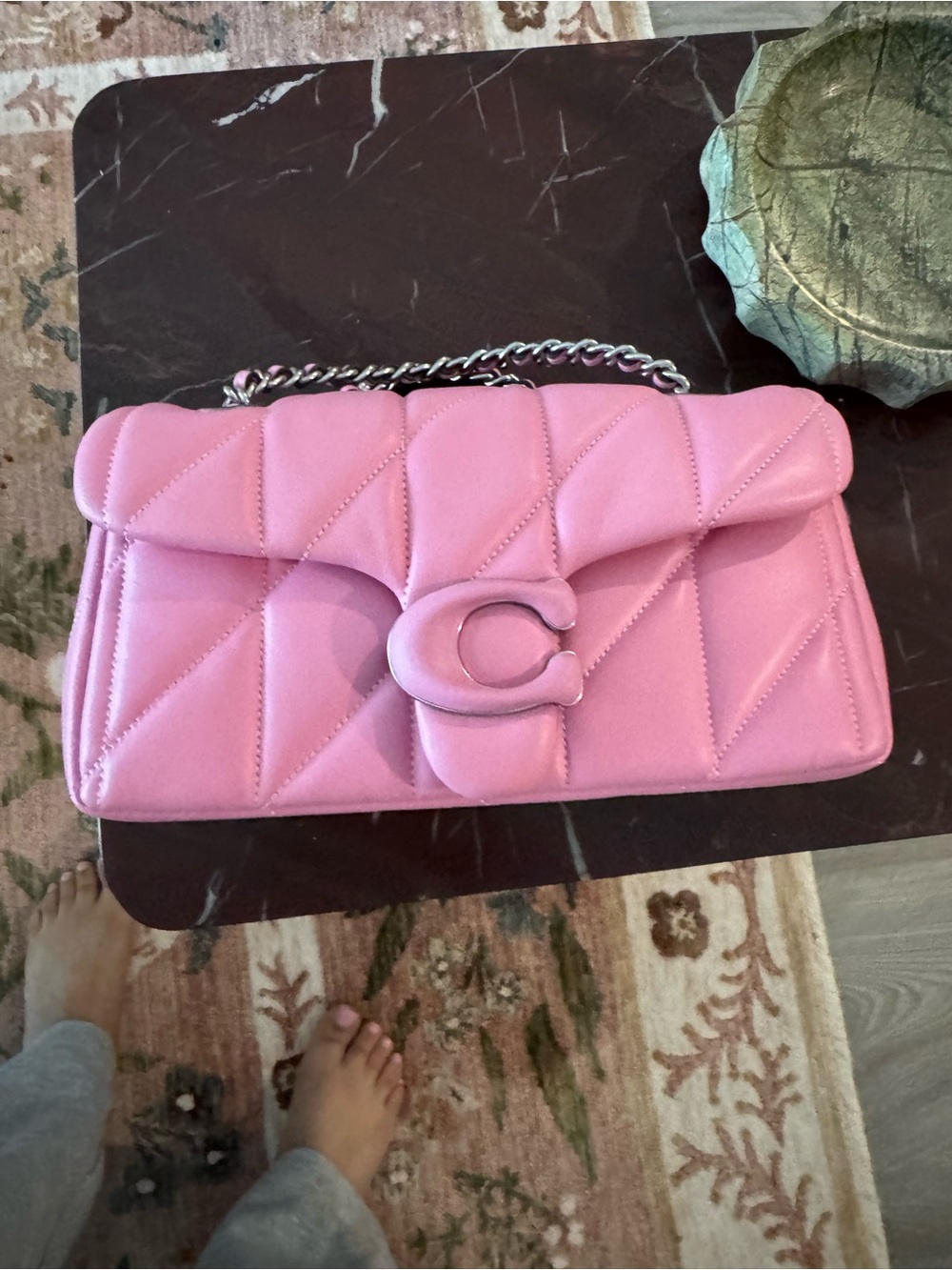 Pink Quilted Chain Shoulder Bag
